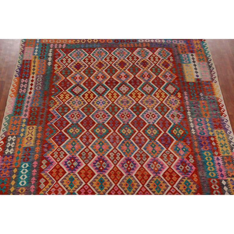 Reversible Kilim Oriental Area Rug Living Room Flatweave Wool Carpet - 10'1"x 13'1"