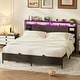 preview thumbnail 45 of 75, Bed Frame with Charging Station and RGB LED Lights, Sturdy Platform Bed with Storage Headboard,