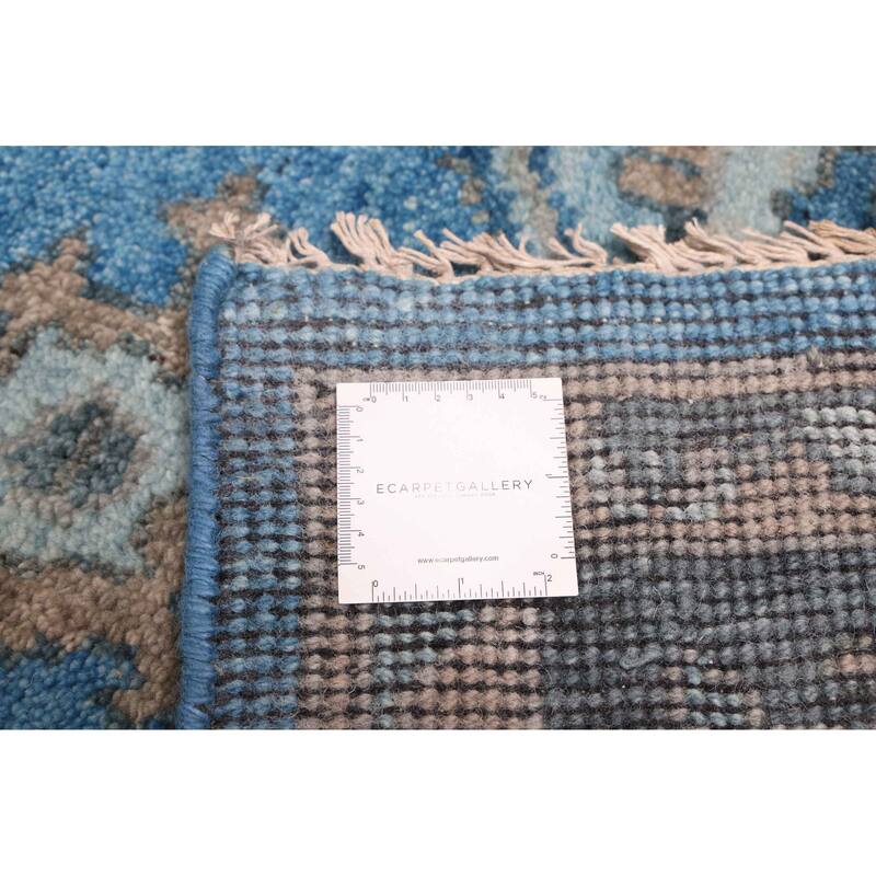 ECARPETGALLERY Hand-knotted Modern Oushak Blue Wool Rug - 9'1 x 11'10