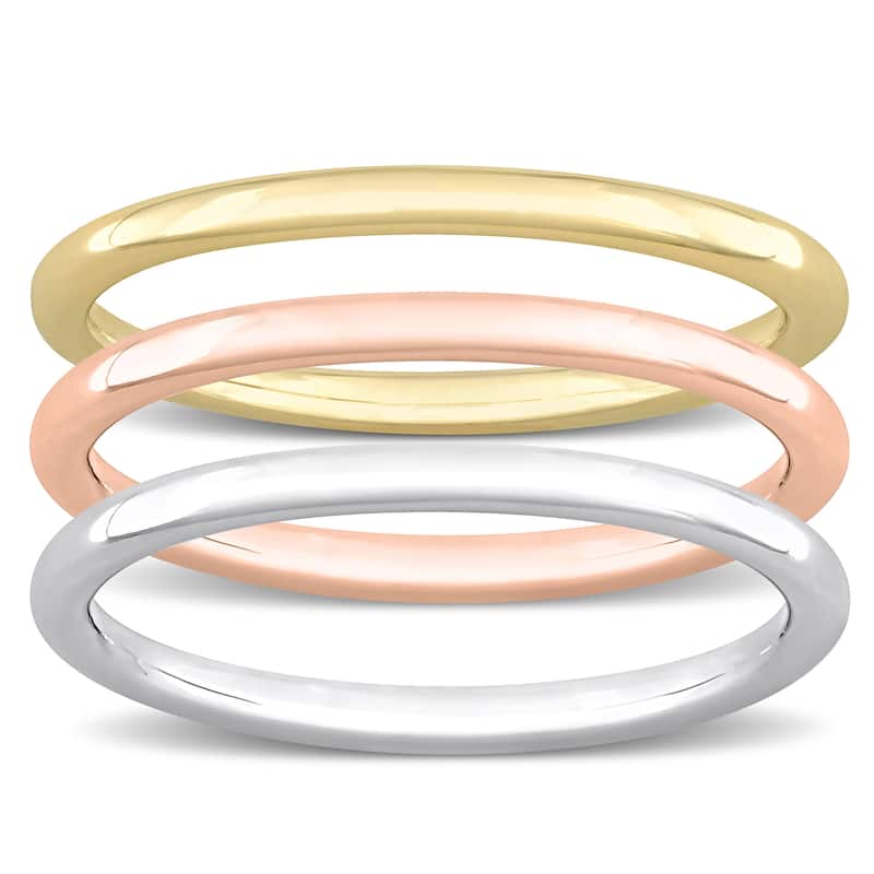 Miadora 3-Tone 3-Ring Set Rose White Yellow 14k Gold