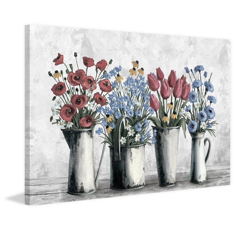 'Group of Lovely Flowers' Painting Print on Wrapped Canvas
