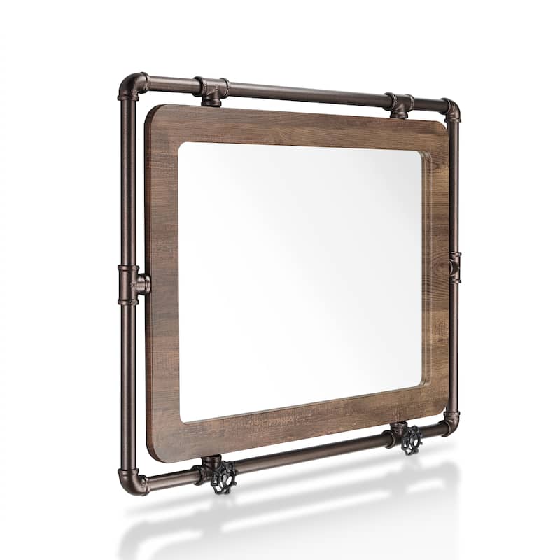 DH BASIC Industrial Pipe and Water Valve Accent Wall Mirror by Denhour
