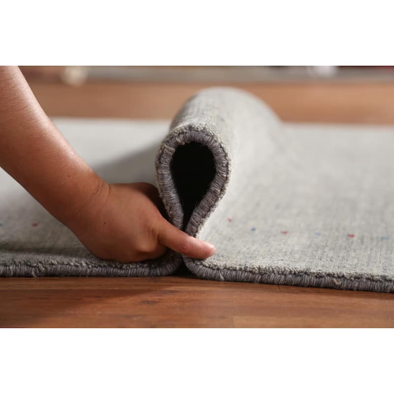 Tribal Modern Gabbeh Indian Rug Handmade Grey Wool Carpet - 5'5" x 7'8"