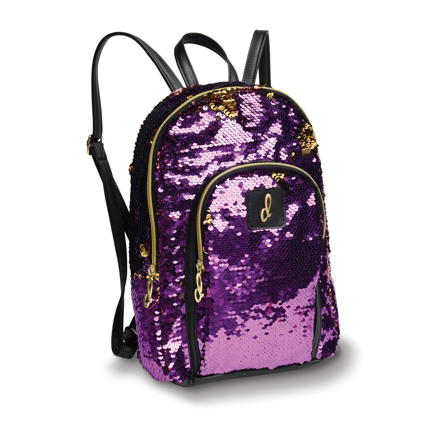 purple and gold backpack