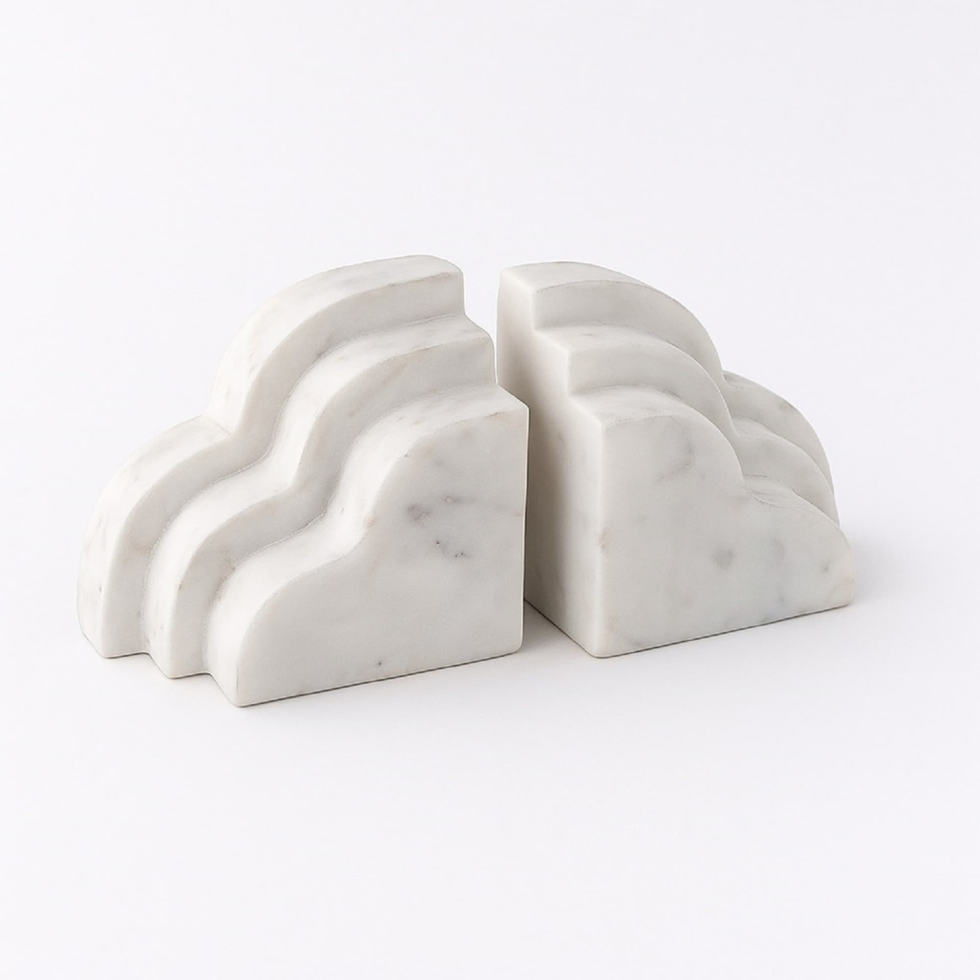 Solid Marble Bookends - 8" - White - Set of 2