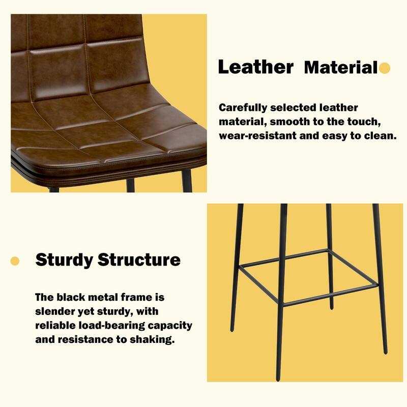 Metal Upholstered Bar Stools (Set of 4)