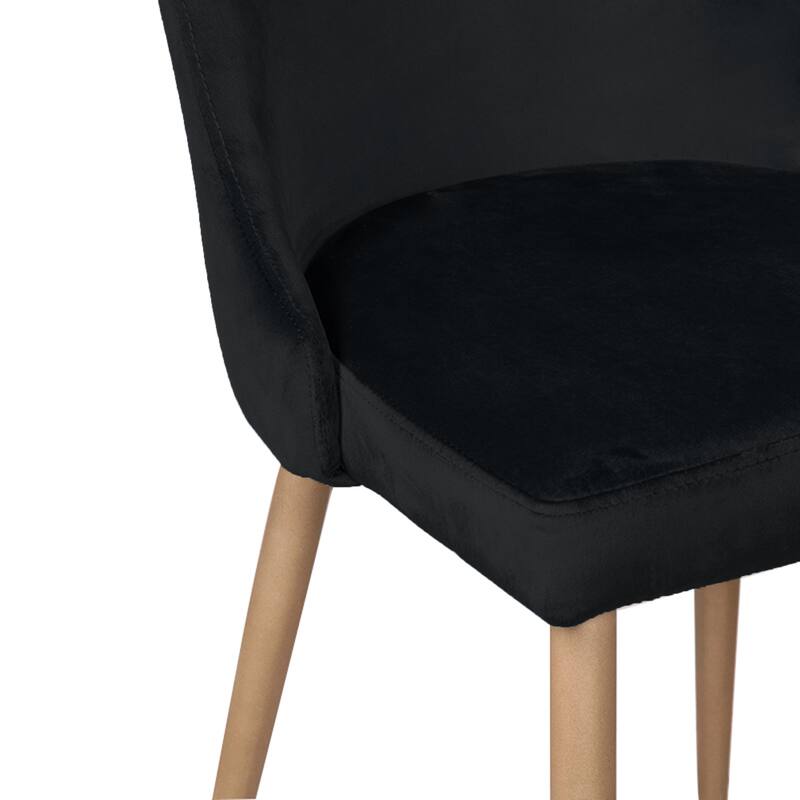 Mid-Century Velvet and Metal Dining Chair, Set of 4 - Black and Aged Gold