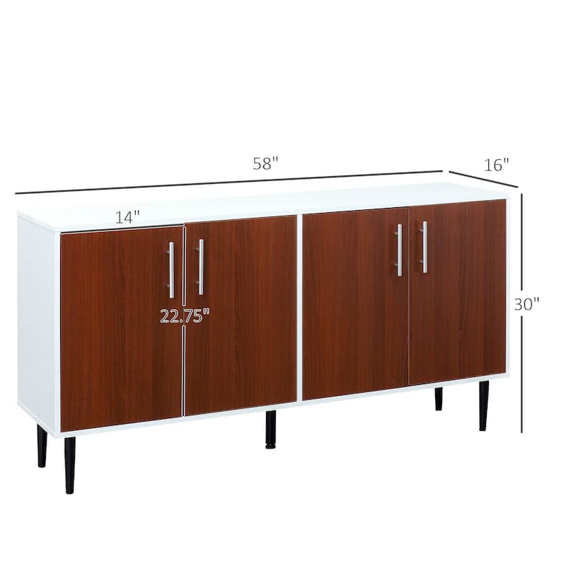 HOMCOM Modern Sideboard Buffet Kitchen Storage Cabinet with Adjustable Shelves, Anti-Topple Design, and Large Countertop, Grey
