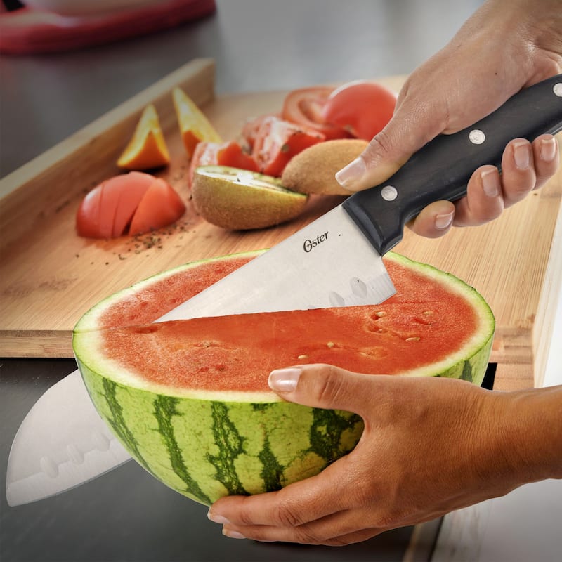 Cottar 2 Piece Stainless Steel Santoku Knife Set with Black Handles