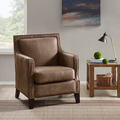 Copper Grove Kucove Brown Faux Leather Accent Chair