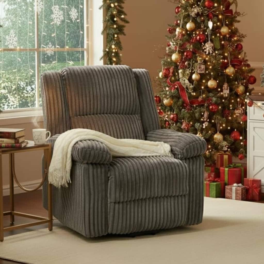 Corduroy Manual Recliner Sofa for Living Room, Bedroom, Home Theater