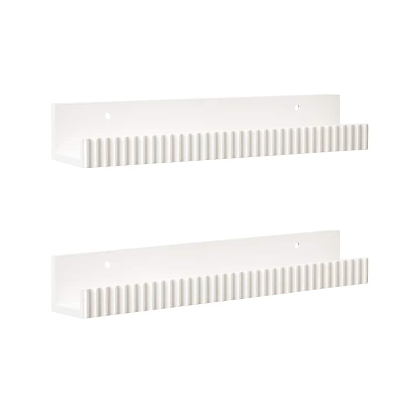 Kate and Laurel Furrow Ledge Shelf Set. - 2 Piece 24 Inch - White
