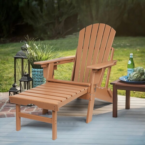 Vrakae Folding and Adjustable Adirondack Chair with Ottoman - On