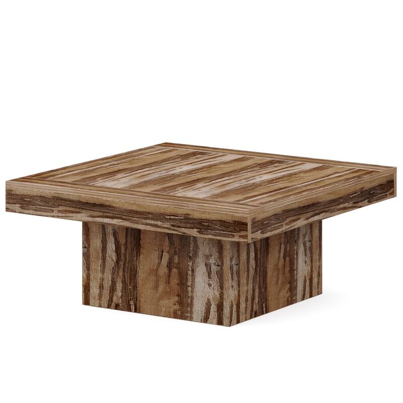 Engineered Wood Square Coffee Table LED Center Table for Living Room