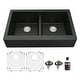 preview thumbnail 66 of 75, Karran Retrofit Farmhouse Quartz 34 in. Double Bowl 50/50 Sink Kit Black