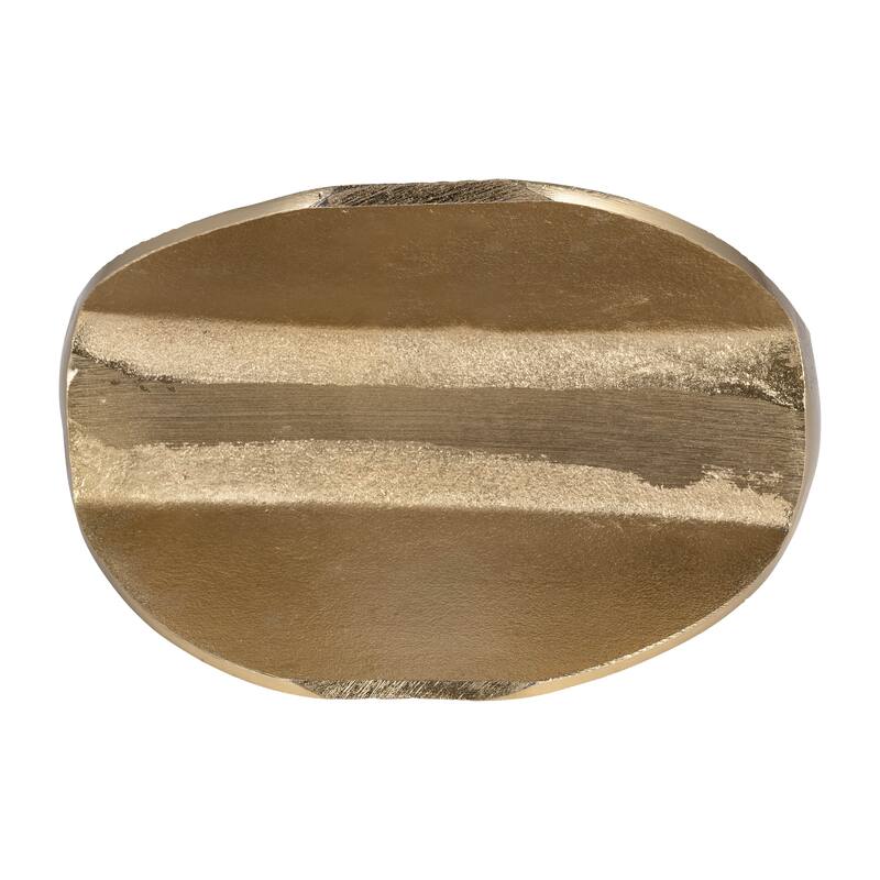 Metal Etched Textured Surface Oval Vase - Gold, 8"