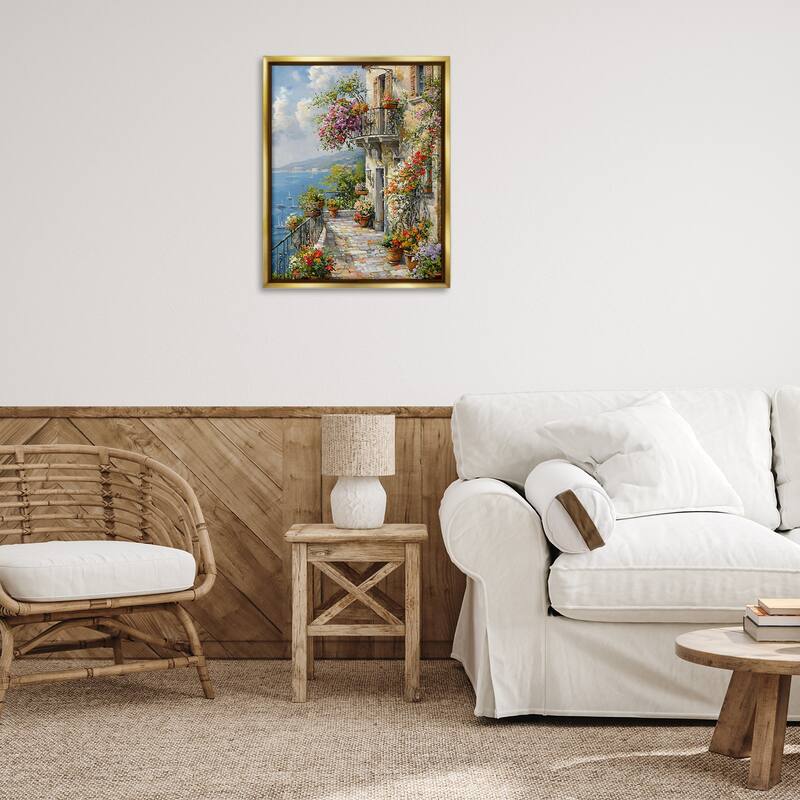 Stupell Botanical Lined Seaside Framed Floater Canvas Wall Art Design By Franklyn Gregory