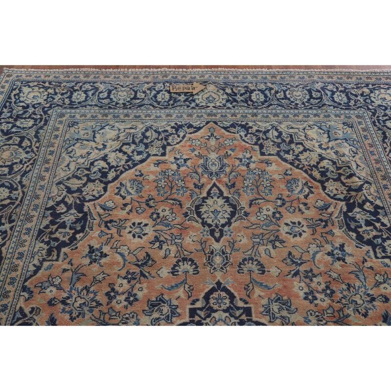 Hand Knotted Oriental 100% Wool Carpet Traditional Floral Oranges & Rust Mashad Area Rug - 9' 11'' X 6' 6''