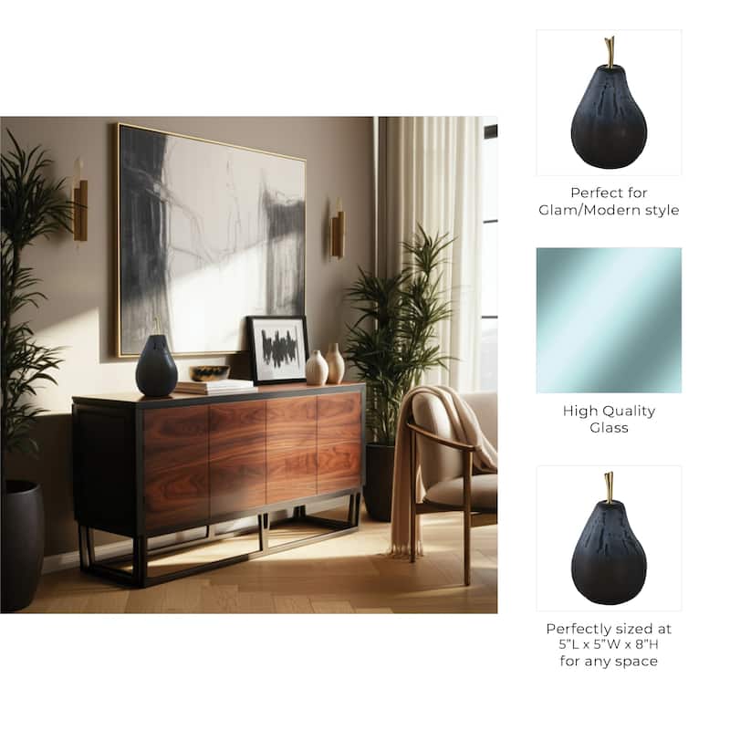 Glass Figurine Sculpture Pear Modern Home Decor Living Room Decoration