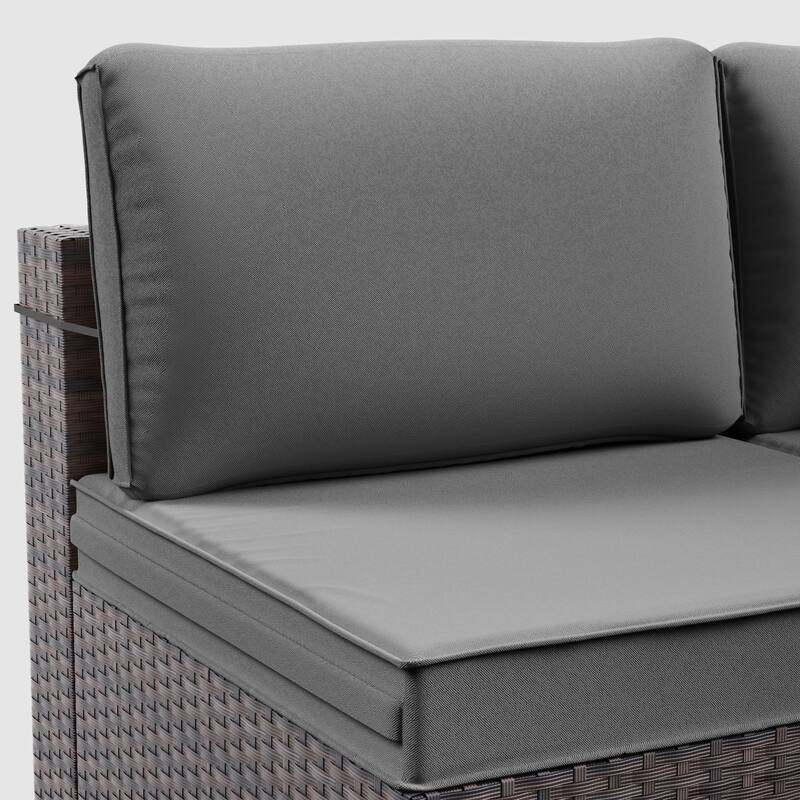 7-Piece Patio Furniture Set, Wicker Outdoor Seatings Conversation Sofa with Side Table - 7-Pieces