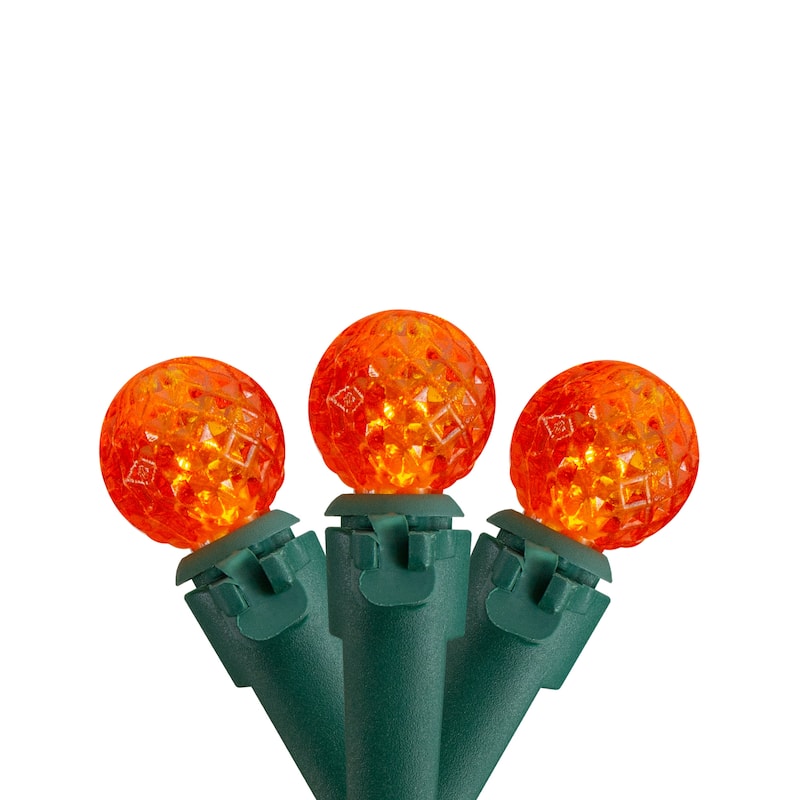 LED G12 Berry Faceted Christmas Lights - Orange - 15' Green Wire - 50ct
