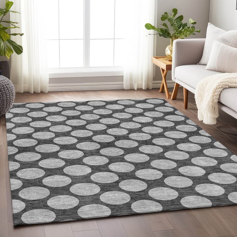 Premium Washable Super Soft Geo Dots Mayfield Rug - Charcoal - 10' x 14'