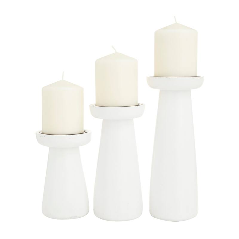 CosmoLiving by Cosmopolitan Wood Modern Candle Holder Set of 3 - S/3 10", 8", 6"H
