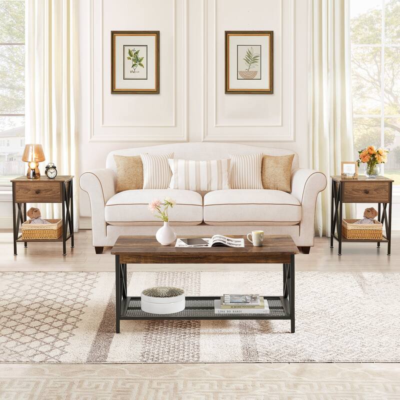 VECELO Contemporary Coffee Table Set, Living Room Set(2PCS/3PCS)