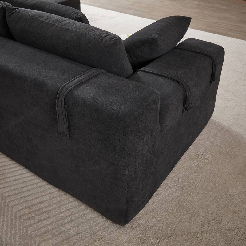 L Shaped Modular Sectional Sofa with Chaise Lounge, Oversized Chenille Upholstered Sofa, Deep Seat Sofa with 6 Pillows