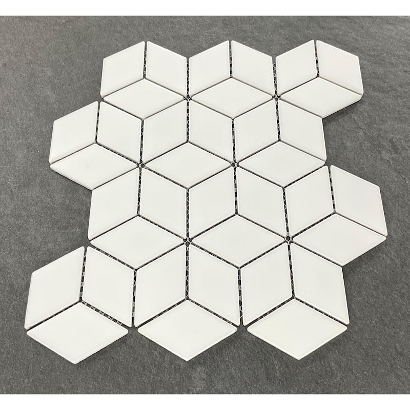 Porcelain Mosaic Tiles - Rhombus Wall and Floor Tiles - Case (20 Sheets)