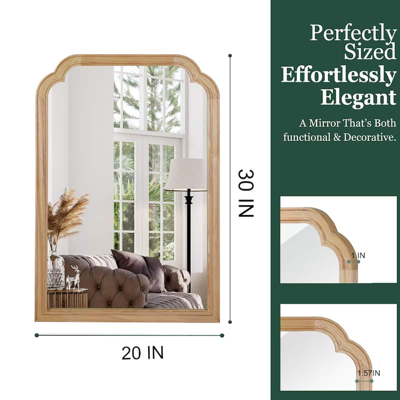 Rounded Corner Solid Wood Frame Decorative Mirror Modern Farmhouse Wall Mirror For Bedroom Bathroom Living Room Entryway