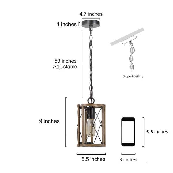 dimension image slide 0 of 3, Modern Farmhouse Cylinder Pendant Light Wood Grain Island Light for Kitchen Island Dining Room