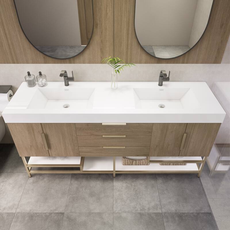 Noble 72" Free Standing Vanity with Reinforced Acrylic Double Sink - 72" Width