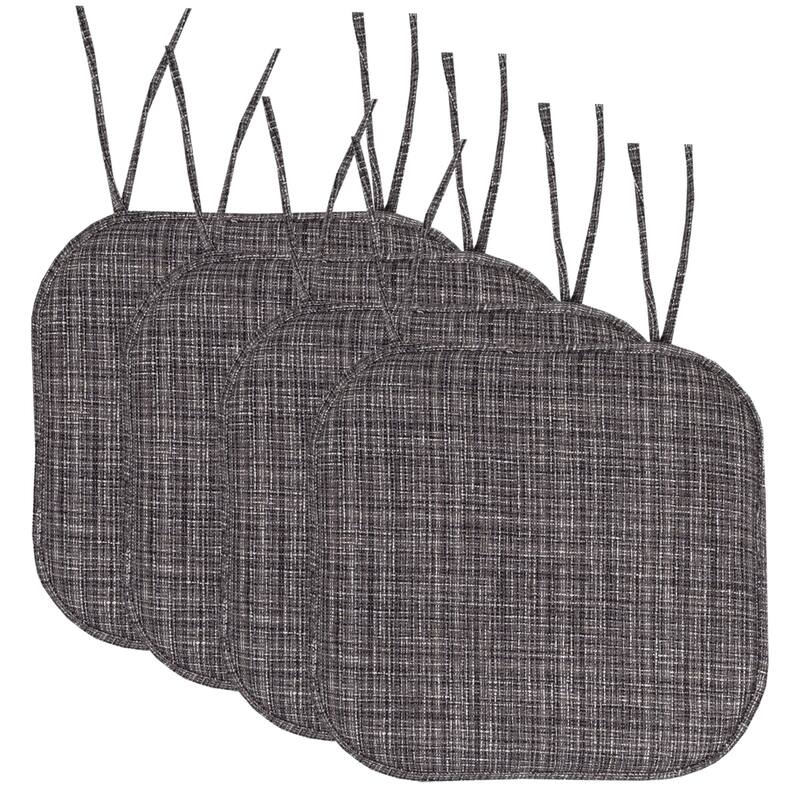 Aria Memory Foam Non-Slip Chair Pad with Ties - Grey/Black - Set of 4