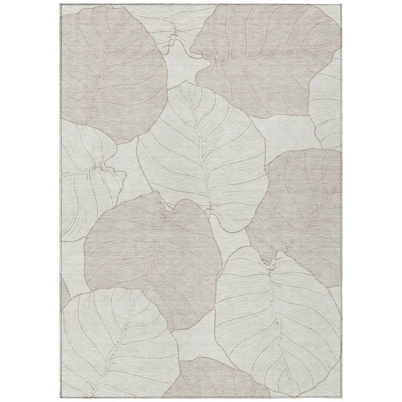 Machine Washable Indoor/ Outdoor Tropical Floral Chantille Rug