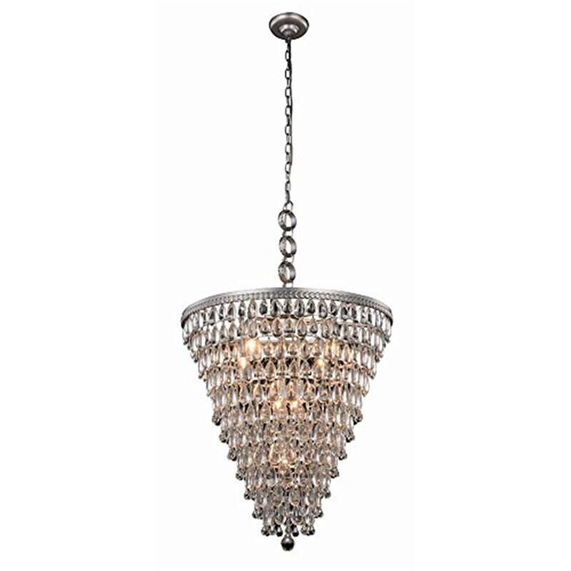 7-Light Chandelier - Antique Silver Crystal Ceiling Light - Baroque Nordic Design - 26