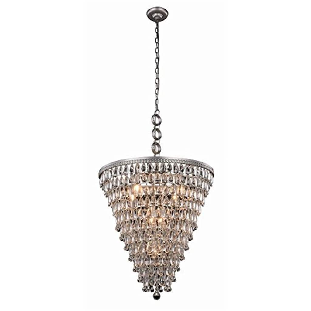 7-Light Chandelier - Antique Silver Crystal Ceiling Light - Baroque Nordic Design - 26