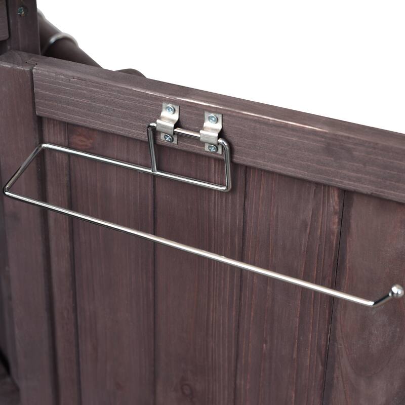 42.1" Outdoor Kitchen Island with Stainless Steel Top, Outdoor Grill Cart with Storage Cabinet and Adjustable Shelf