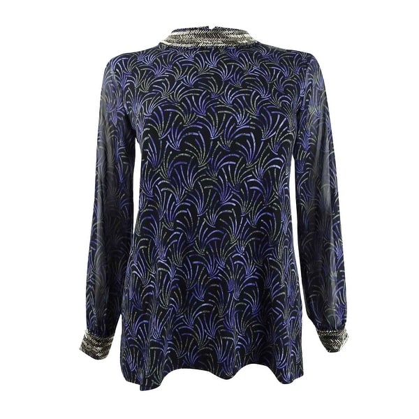 Alfani Women's Petite Printed Embellished-Neck Top (PS, Black Masquerade) - PS. Opens flyout.