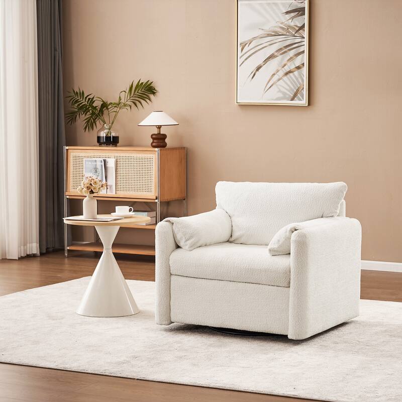 Chenille Swivel Accent Chair with 360° Rotation & Resilient Cushion