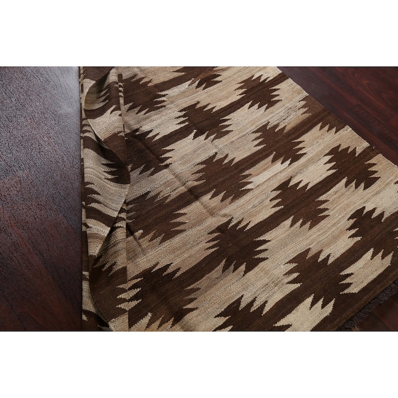 Natural Dye Geometric Tribal Kilim Oriental Area Rug Wool Flat-woven - 4'7" x 6'8"