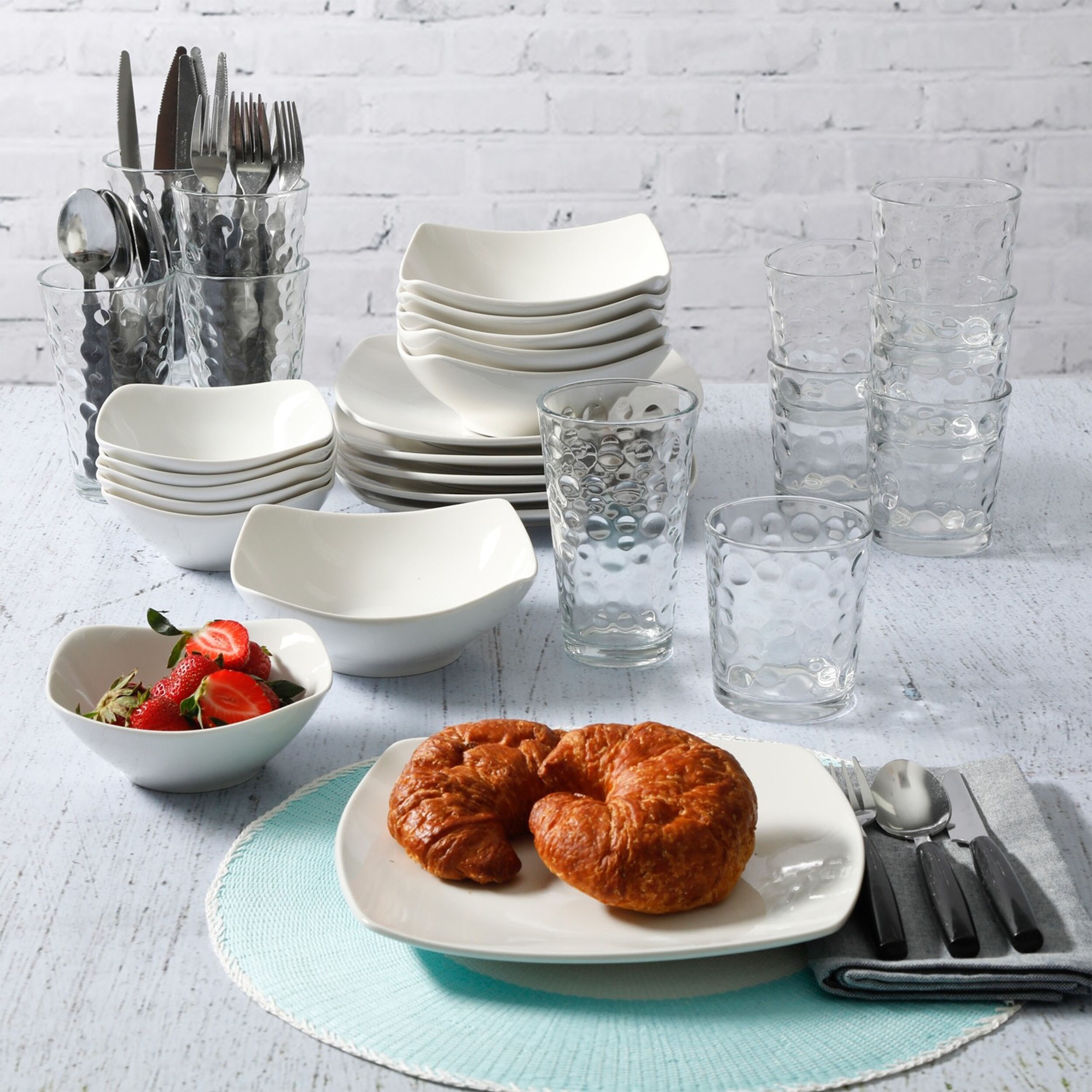 48 Piece Ceramic Dinnerware Set in Cream On Sale Bed Bath