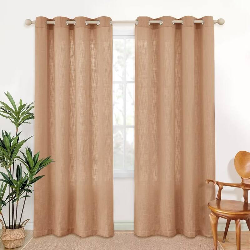 Linen Texture Light Filtering Grommet Panel Pair - 52"Wx84"L - Orange