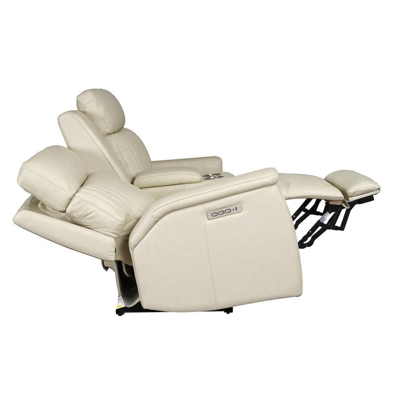 Genuine Leather Zero Gravity Power Reclining Sofa with Headrest, Lumbar & USB, Living Room Set