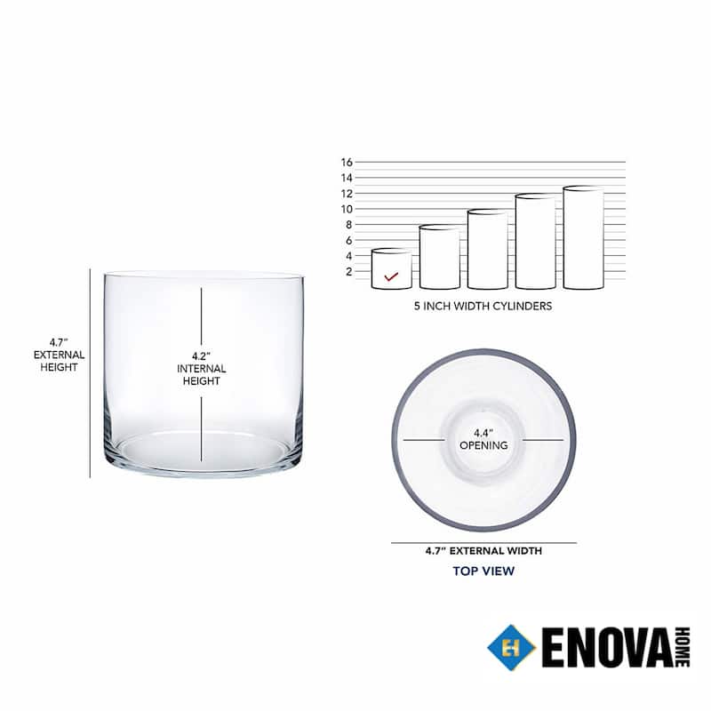 Enova Home Cylinder Shape Clear Flower Glass Vase For Home Garden Decoration