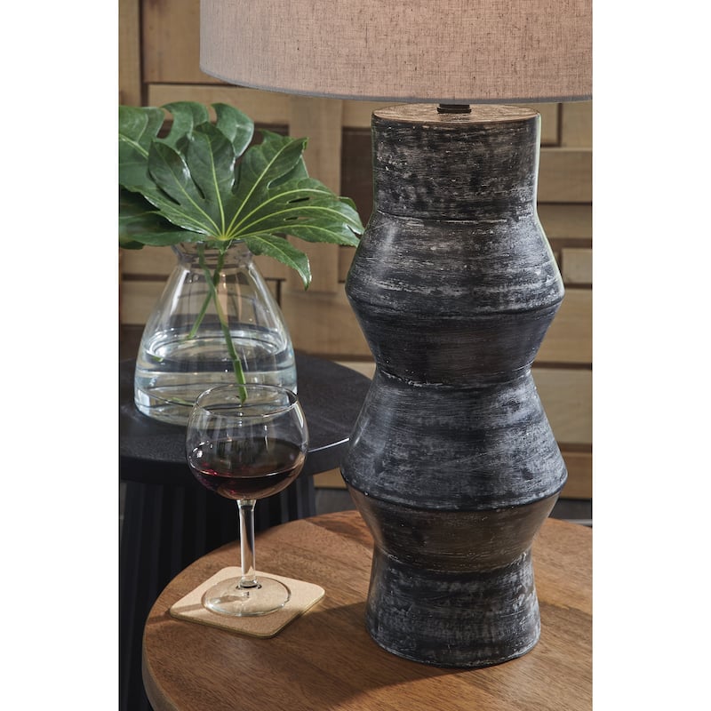 Signature Design by Ashley Kerbert Distressed Black Table Lamp - 16.13" W x 16.13" D x 30.25" H