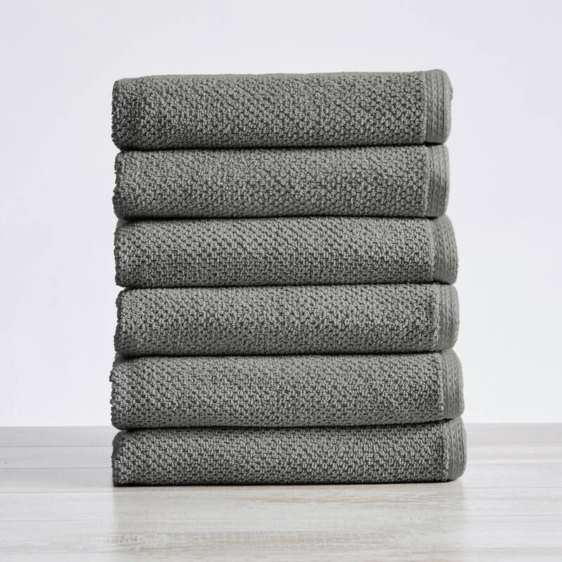 Luxurious Cotton Popcorn Textured Towel Set - Hand Towel (6-Pack) - Dark Grey