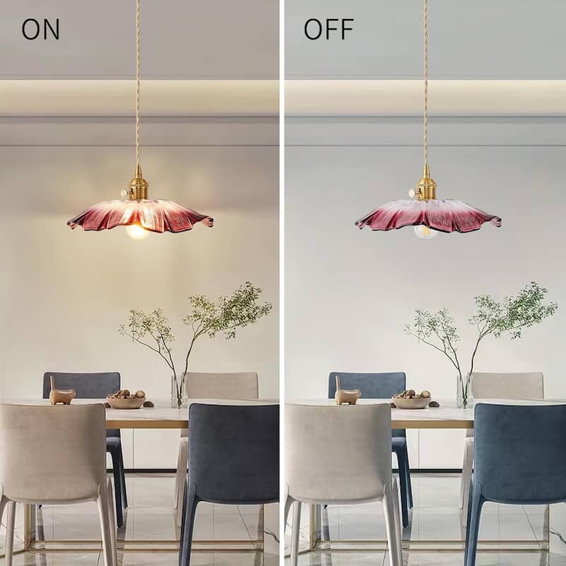 Sunflower pendant light purple hanging light glass bedroom light