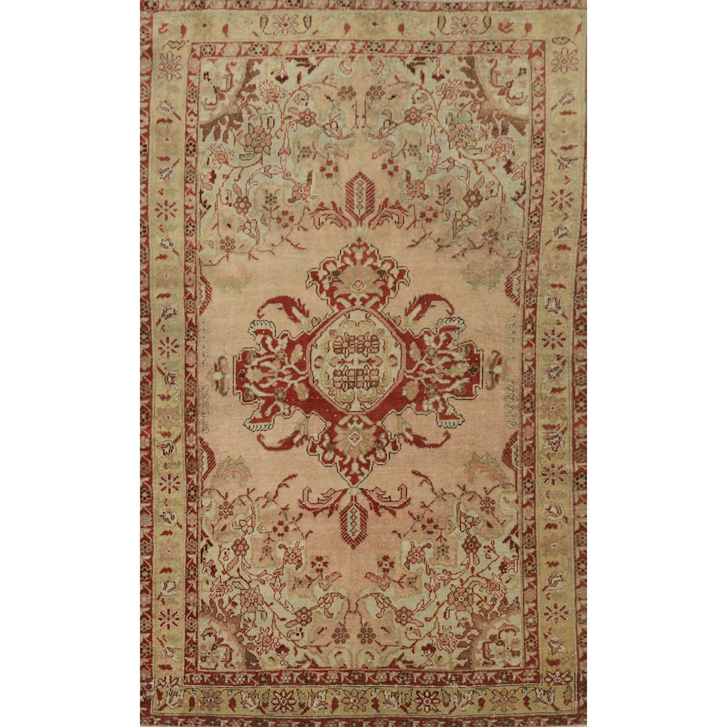 Hand Knotted Oriental 100% Wool Carpet Traditional Medallion Oranges & Rust Malayer Runner Rug - 6' 1'' X 4' 1''