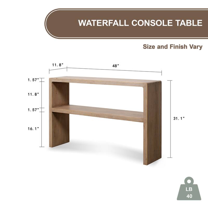 Artissance 48" Waterfall Console Table With Shelf, Weathered Natural Wood